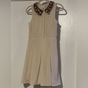 Pinky Cream Dress with Embellished Collar